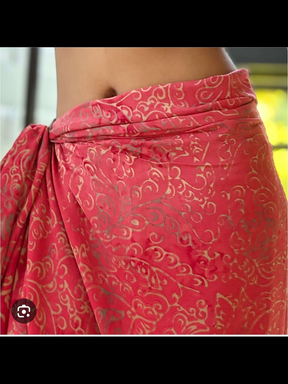 Women's Coral Pink Metallic-Print Swim Sarong Wrap